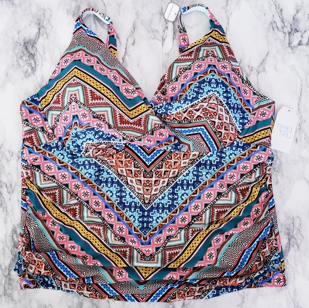 Tankini Cabana Twist Front Top Swimwear Multicolor. Underwire